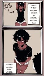 asian being_watched black_hair blasian blush blush brat_taming bratty_correction bratty_submissive clothed comic cuntboy curvy dark_skin english_text exposure femboy fingering_self freckles gay guyfromliyue(artist) male_focus male_only masturbation messy_hair public public_masturbation rich_bitch short_hair shorts skinny slutboy slutty_boy smaller_male stretching text text_box thick_thighs twink