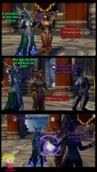 1futa 2girls 3d alexstrasza big_breasts big_penis blizzard_entertainment comic comic_page dialogue female futanari green_hair horns huge_breasts light-skinned_female light_skin mind_control nipple_piercing nipple_rings nude purple_skin red_hair sisters troll warcraft world_of_warcraft ysera zandalari_troll zilertt