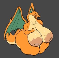 big_ass big_breasts charizard dragon female_charizard fire_type inverted_nipples nsfwoaf pokemon pokemon_(species) tagme tail wings