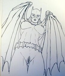 1girls barbara_gordon batgirl batman_(series) dc_comics female female_only frelncer monochrome nipples solo