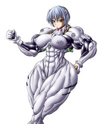 blue_hair clothing erect_nipples erect_nipples_under_clothes large_breasts muscular muscular_female neon_genesis_evangelion purukogi_(plasma_beach) rei_ayanami tagme