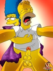 1boy 1futa anal anal_sex cum cum_in_ass cum_inside dickgirl futa_on_male futanari hand_on_head homer_simpson human intersex male marge_simpson sheanimale the_simpsons