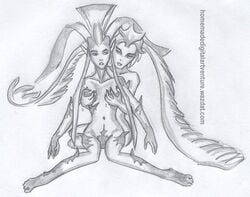 2girls female female_only final_fantasy final_fantasy_viii hand_drawn hdav multiple_girls shiva shiva_(final_fantasy) siren tagme