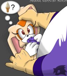 1girls big_the_cat black_viper cream_the_rabbit cub fellatio female interspecies jiky male open_mouth oral penis sex size_difference sonic_(series) standing_fellatio straight_hair