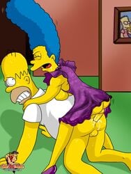 1boy 1futa all_fours anal anal_sex cum cum_in_ass cum_inside dickgirl doggy_style futa_on_male futanari homer_simpson human intersex male marge_simpson sheanimale the_simpsons