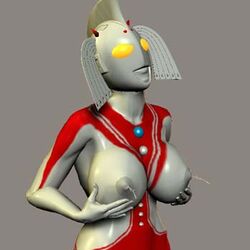 1girls 3d alien alien_girl big_breasts breasts expressionless female grey_nipples lactation lowres mother_of_ultra multicolored_skin pigtails solo solo_female ultraman_(franchise)