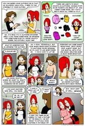 2008 brown_hair comic dan_shive el_goonish_shive ellen_dunkel jeans nanase_kitsune nipples nude_edit red_hair skirt sweater t-shirt tagme tank_top topless_female webcomic