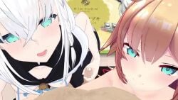 1boy 2girls 3d 3d_animation akai_haato animated asmr blue_eyes blush breasts_out brown_hair cum handjob hololive hololive_gamers hololive_gen_1 hololive_japan light-skinned_male light_skin looking_at_viewer male_pov mikumikudance mmd nude nude_female nude_male open_mouth original_voice pale-skinned_female pale_skin partially_clothed pov shirakami_fubuki shrimpmmd sound uncensored video virtual_youtuber white_hair