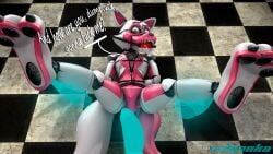 2_tails 3_toes 3d absurd_res ambiguous_gender animatronic anthro ball_gag big_penis bondage canid canine checkered checkered_floor claws confusion digital_media_(artwork) disembodied_hand disembodied_penis duo english_text eyebrows featureless_crotch feet five_nights_at_freddy's fox funtime_foxy_(fnaf) funtime_foxy_qutiix gag gagged genitals hands_behind_back harness harness_ball_gag harness_gag hi_res holding_both_legs human legs_up looking_at_genitalia looking_at_penis lying lying_on_ground machine male mammal multi_tail muzzle_(object) on_back on_ground penis profanity raised_eyebrow raised_inner_eyebrows robot robot_anthro scottgames sharp_teeth sister_location source_filmmaker_(artwork) spread_legs spreading tail talking_to_viewer teeth text toes watermark zelyonka