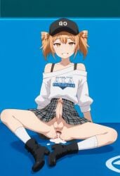 1boy after_anal ahe_gao ahe_gao ai_generated androgynous crossdressing cum cum_in_anus cum_on_anus erect_penis femboy feminine_body feminine_male gaping_anus gay_sex himegoto oda_mitsunga orange_eyes orange_hair pleasure_face trap