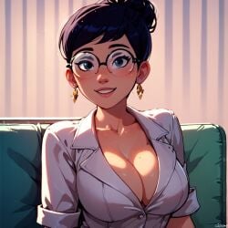 1girls ai_generated breasts breasts carmen_sandiego_(2019) carmen_sandiego_(franchise) cleavage clothing female female female_focus female_only glasses julia_argent julia_argent_(carmen_sandiego) large_breasts short_hair sitting smile solo solo_female solo_focus zupern0va_(manipper)