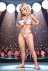 1girls 2d_(artwork) ai_generated areolae bikini blonde_female blonde_hair blonde_hair bra breasts cameltoe civitai digital_drawing_(artwork) digital_media_(artwork) erect_nipples female female_focus female_only iwanka_(summertime_saga) kiwimike light-skinned_female light_skin medium_breasts nipples_visible_through_clothing panties pose posing pussy pussy_lips pussy_peek showing_off summertime_saga thick_thighs underwear vagina