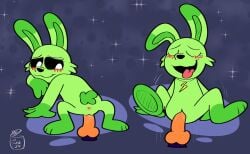 anthro anthro_on_anthro anthro_only bunny critters_(poppy_playtime) domestic_rabbit furry_only green_body green_fur green_skin hoppy_hopscotch hoppy_hopscotch_(poppy_playtime) no_humans poppy_playtime poppy_playtime_(chapter_3) rabbit sex smiling_critters tagme tr4shpupz