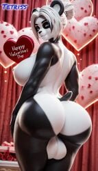 1futa ai_generated animal_ears animal_humanoid anthro_futa back_view balls big_areola big_balls big_breasts big_butt black_fur bun_hair dickgirl february happy_valentine heart_symbol humanoid_focus humanoid_genitalia humanoid_penis looking_at_viewer looking_back nude nude_anthro nude_futanari panda panda_ears solo solo_anthro solo_dickgirl solo_focus solo_futa tetriss valentine's_day white_fur white_hair