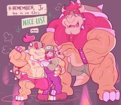 3boys absurd_res anthro bara bara_kid bara_tits barazoku biceps big_bulge big_dom_small_sub big_muscles bigger_anthro bigger_dom bigger_male blue_clothing blue_overalls bodily_fluids bottomwear bowser bowser_jr. boxer_briefs bracelet brown_hair bulge claws clothed clothing cocky cocky_smile collar dialogue dialogue_box dominant dominant_male english_text excessive_sweat fangs father father_(lore) father_and_child father_and_child_(lore) father_and_son father_and_son_(lore) flexing flexing_bicep genital_fluids gloves green_body green_bottomwear green_clothing green_hat green_headwear green_shorts green_skin group hair handwear hat headgear headwear hi_res horn hug huge_muscles hugging_another human jewelry koopa larger_anthro larger_male light_body light_skin looking_at_another luigi male male/male mammal mario_(series) muscular muscular_anthro muscular_arms muscular_legs muscular_male muscular_young musk musk_clouds nintendo nipples overalls parent parent_(lore) parent_and_child parent_and_child_(lore) parent_and_son parent_and_son_(lore) partially_clothed pecs precum red_clothing red_hair red_shirt red_topwear red_underwear reptile scalie shell shirt short_stack shorts size_difference smaller_human smaller_male smile smiling_at_another son son_(lore) spiked_bracelet spiked_collar spiked_shell spikes spikes_(anatomy) submissive submissive_male sweat sweat_pool sweatdrop tail talking_to_another teeth text topwear trio underwear vaniwall white_clothing white_gloves white_handwear yellow_body yellow_skin young