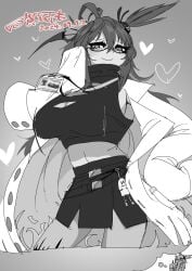 alternate_breast_size big_breasts bouncing_breasts breast_expansion dr.nova(e) female female_only glasses greyscale imagining lunalia motion_lines solo solo_female tagme v4mirai virtual_youtuber vtuber