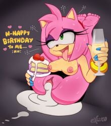 after_sex after_vaginal ahe_gao amy_rose birthday cake cum cum_in_pussy drunk excito flexible green_eyes legs_behind_head makeup medium_breasts nipples pink_hair semen solo sonic_(series) sonic_the_hedgehog_(series) sweat tongue tongue_out