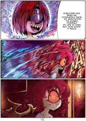 comic_page cyclops dream female hazbin_hotel high_resolution niffty nightmare p0stalk red_hair sharp_teeth waking_up