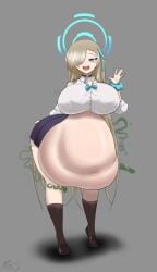 asuna_(blue_archive) belly big_belly big_breasts blue_archive breasts digestion makerofcoolstuff post_vore tagme thighs vore waving