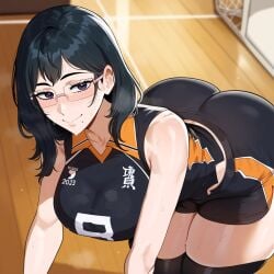 ai_generated blue_eyes blue_hair creamy_ai haikyuu!! light-skinned_female light_skin shimizu_kiyoko short_hair tagme teenage_girl teenager thiccwithaq_(ai_style) young younger_female