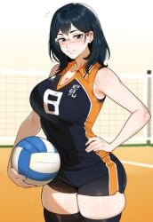 ai_generated blue_eyes blue_hair creamy_ai haikyuu!! light-skinned_female light_skin shimizu_kiyoko short_hair tagme teenage_girl teenager thiccwithaq_(ai_style) young younger_female