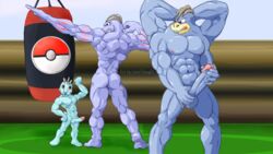 abs ass balls erection flexing full_length humanoid_penis lonethought machamp machoke machop male male_only muscular nintendo nipples penis pokemon pokemon_(species) video_games