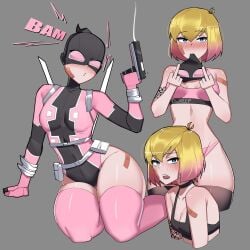 1girls breasts female female_focus female_only gwen_stacy gwenpool hi_res light-skinned_female light_skin looking_at_viewer marvel solo thick_thighs thighhighs thighs ti_keep wide_hips