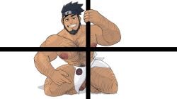 balls bara baraboy beard body_hair facial_hair flaccid headband loincloth male male_only muscles muscular naruto penis sarutobi_asuma solo solo_male