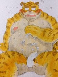 1boy cum donuts72 feline male male_only mammal masturbation nude orgasm penis solo tiger