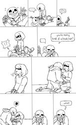 ambiguous_gender blush bone comic forced frisk knife rape sans skeleton sweat tinybeasts undertale undertale_(series)