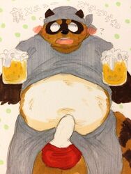 1boy alcohol balls beer beverage colored donuts72 erection food male male_only mammal penis solo tanuki