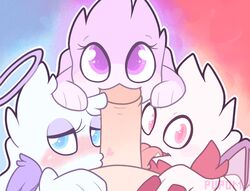 2015 707570 :3 angel blush demon ekirby erection fari fari_(species) fellatio female flipnote gkirby group halo heart human kirby_(pupom) kissing licking male male_pov mammal oral original_character penis penis_kiss pov sex straight tongue tongue_out vanderdeer video_games wings