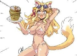 astjiete bikini bikini_bottom bikini_top breasts cat_ears cat_tail catgirl disgaea disgaea_7 lactation large_breasts nippon_ichi_software pancake pirilika