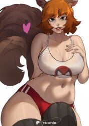 1girls breasts cleavage female female_focus female_only foonie_xd large_breasts looking_at_viewer marvel marvel_rivals solo squirrel_girl_(marvel) squirrel_girl_(marvel_rivals) thighhighs thighs wide_hips