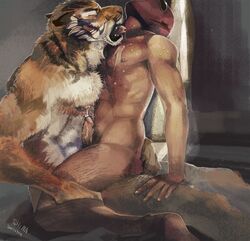 anal armor_tiger ass astro_fighter_sunred erection licking male nude orgasm penis sunred tongue tongue_out unknown_artist yaoi