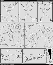 anal anal_sex balls closed_eyes comic duo gay hanbei humanoid_penis koopa koopaling male mario_(series) monochrome muscular nintendo penetration penis pokemon roommates_(comic) roy_koopa scalie spelunker_sal video_games wartortle yaoi