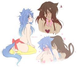 aoba_seragaki blush breasts closed_eyes clothing comic-artsu dramatical_murder duo female genderswap genderswap_(mtf) hair human mammal mink_(dramatical_murder) nipples nitro+_chiral nude rule_63 sex yuri