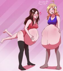 3girls anal anal_insertion anal_only anal_vore belly_bulge belly_to_knees blush breasts bulge cleavage female female_only femdom femsub lezdom lezsub multiple_girls starcross_(character) starcrossing stomach_bulge swimsuit vore vore_belly yuri