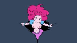 animated bouncing_breasts breasts equestria_girls friendship_is_magic human looking_at_viewer my_little_pony nipples open_clothes open_shirt pinkie_pie ponut_joe shirt