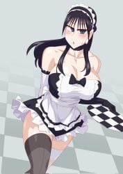 big_boobs big_breast big_breasts black_eyes black_hair black_hair_female blush blushing bowtie embarrassed kamen_rider kamen_rider_geats_(series) large_breast large_breasts maid maid_dress maid_headdress maid_outfit maid_uniform otokam1117 pointy_chin tsumuri_(kamen_rider_geats)