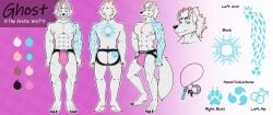 abs absurd_res anthro arctic_wolf areola ass biped bulge canid canine canis clothed clothing color_swatch english_text eyebrows fingers fur gender_symbol hi_res jack_wyatt jockstrap jockstrap_only male male/male_symbol male_symbol mammal model_sheet muscular muscular_anthro muscular_male nipples pecs sexuality_symbol smile solo symbol tail text topless underwear underwear_only white_body white_fur wolf yanidesu