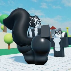 2boys 3d 3d_(artwork) alternate_version_at_source ass ass_focus ass_grab big_ass furry miljkfarts_(artist) milky_(miljkfarts) owo roblox skunk skunk_tail smug thick_thighs