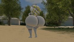 ambiguous_gender ass balls big_butt eulipotyphlan fur genitals hedgehog hi_res huge_butt hyper hyper_butt male_(lore) mammal outside pose white_body white_fur