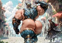 2024 abs ai_assisted ai_generated armor ass bara bara_ass big_ass big_butt blue_armor bodybuilder bubble_ass bubble_butt dat_ass flexing_bicep gay helmet hyper hyper_muscles knight male muscular muscular_arms muscular_ass muscular_back muscular_legs muscular_male pecs rokuworshiper yaoi