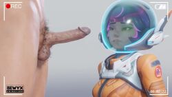 3d asian asian_female bewyx big_penis blowjob camera closed_eyes cum cum_in_mouth cum_on_face deepthroat ejaculation erection fellatio hairy_balls helmet juno_(overwatch) no_hand_blowjob open_mouth overwatch overwatch_2 penis pubic_hair purple_hair questionable_consent recording saliva sound testicles tricked video