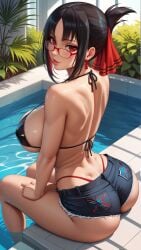 ai_generated arms ass back bare_shoulders big_ass big_breasts big_butt bikini bikini_top bikini_top_only breasts covered_nipples erect_nipples female firm_breasts focus from_above from_behind glasses kaguya-sama_wa_kokurasetai_~tensai-tachi_no_renai_zunousen~ large_breasts light light_body light_skin lips lipstick looking_back nsfw pool pool_party poolside pose posing posing_for_the_viewer round_ass round_breasts round_butt seducing seduction seductive seductive_body seductive_eyes seductive_gaze seductive_look seductive_mouth seductive_pose seductive_smile shinomiya_kaguya shiny shiny_ass shiny_breasts shiny_clothes shiny_hair shiny_skin short_shorts shorts sideboob sitting sky4maleja thick_ass thick_thighs thong_bikini thong_straps tight_clothes tight_clothing tight_shorts waist