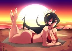 1girls ass ass_focus big_breasts bikini blush fat_ass female filia_(skullgirls) massive_ass panties skullgirls swimsuit thick_thighs thighs tobyllitos