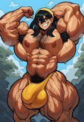 abs ai_generated ambush_(trap) armpit_hair bulge carmine_(pokemon) chest_hair extreme_muscles genderswap_(ftm) hairy_armpits hairy_arms hairy_chest hyper_muscles male male_only muscular muscular_futanari muscular_male pokemon rule_63 sewoh solo