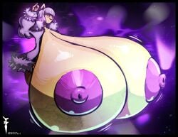 anthro big_breasts breast_expansion breasts clothing dnp101 expansion female generation_1_pokemon hi_res huge_breasts hyper hyper_breasts hypno_(pokemon) legwear nintendo nipples pokemon pokemon_(species) solo stockings yellow_body