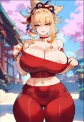 ai_generated bimbo blonde_hair genshin_impact tagme thiccwithaq_(ai_style) yoimiya_(genshin_impact)